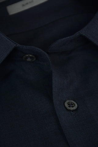 Camicia in Lana Vergine con Collo Francese