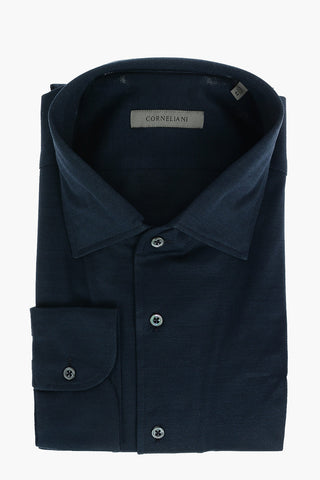 COUTURE Camicia in Cotone Hopsack con Collo Francese