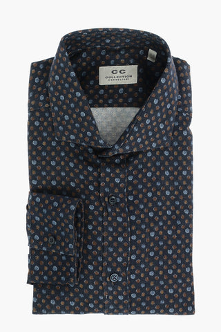 CC COLLECTION Polka Dots Patterned Shirt with Classic Collar