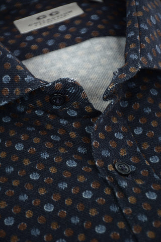 CC COLLECTION Polka Dots Patterned Shirt with Classic Collar