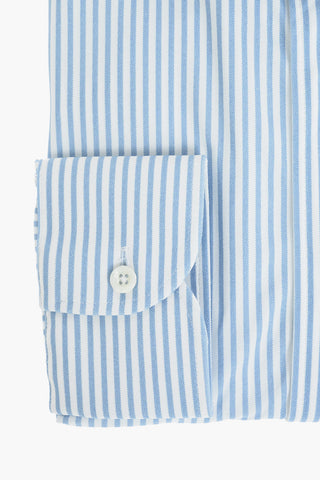Stretched Fabric Shirt with Awning Stripes Pattern