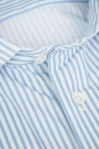 Stretched Fabric Shirt with Awning Stripes Pattern