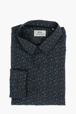 CC COLLECTION Floral Patterned Shirt with Classic Collar