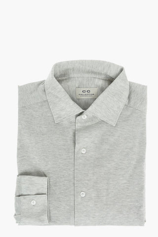 CC COLLECTION Camicia in Cotone Hopsack con Collo Italiano