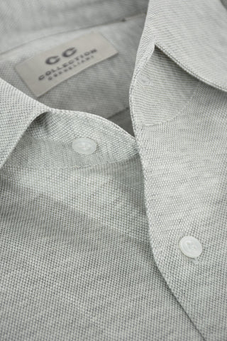 CC COLLECTION Camicia in Cotone Hopsack con Collo Italiano