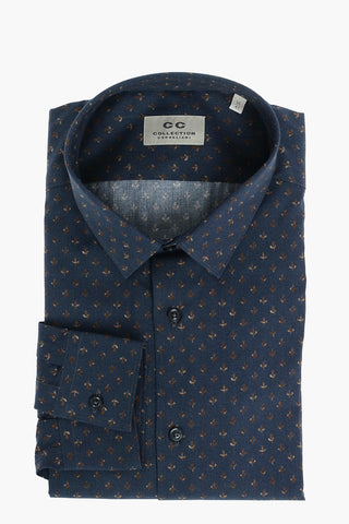 CC COLLECTION Camicia in Motivo Gigli con Pocket Square