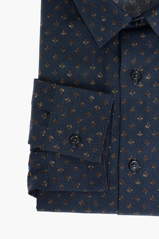 CC COLLECTION Camicia in Motivo Gigli con Pocket Square