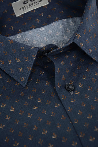 CC COLLECTION Camicia in Motivo Gigli con Pocket Square
