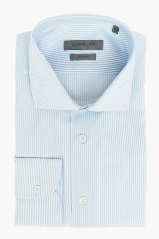 Camicia in Cotone Herringbone con Motivo a Righe Awning