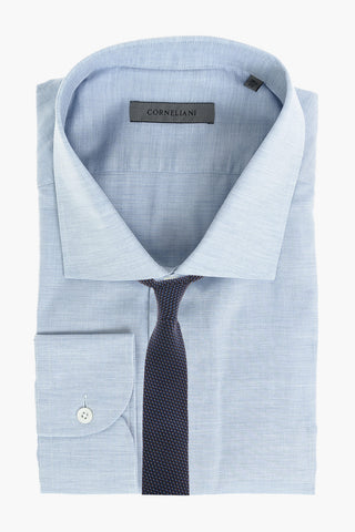 Camicia in Cotone Hopsack con Collo Francese