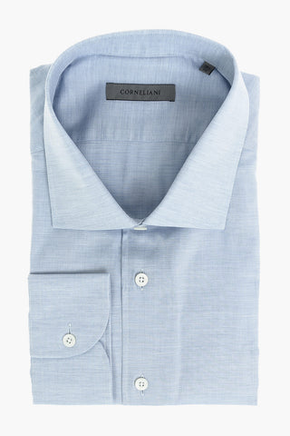 Camicia in Cotone Hopsack con Collo Francese