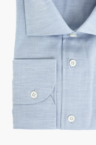 Camicia in Cotone Hopsack con Collo Francese
