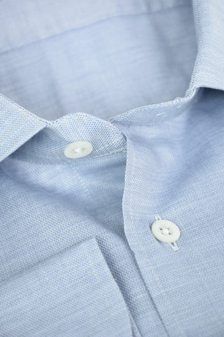 Camicia in Cotone Hopsack con Collo Francese
