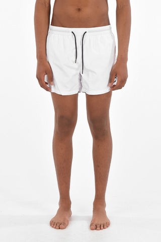 Solid Color ETHNIC Boxer Swimsuit with Drawstring Waist