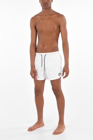 Solid Color ETHNIC Boxer Swimsuit with Drawstring Waist