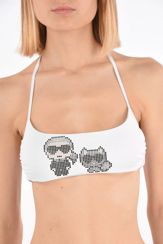 솔리드 밴드 비키니 탑 KARL & CHOUPETTE 스터드 장식
