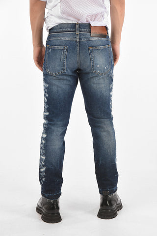 Jeans Distressed Regular Fit con Fondo a Taglio Vivo