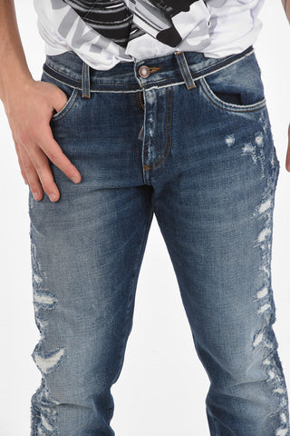Jeans Distressed Regular Fit con Fondo a Taglio Vivo