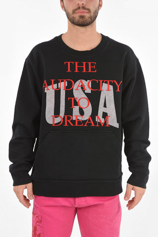 embroidered crew-neck sweatshirt with patch pocket