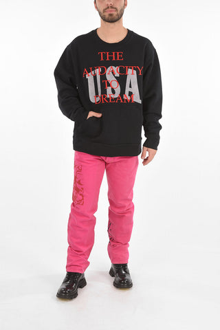 embroidered crew-neck sweatshirt with patch pocket
