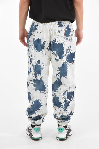 wide jeans bleached con elastico alla caviglia 14cm