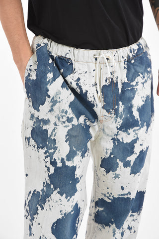 wide jeans bleached con elastico alla caviglia 14cm