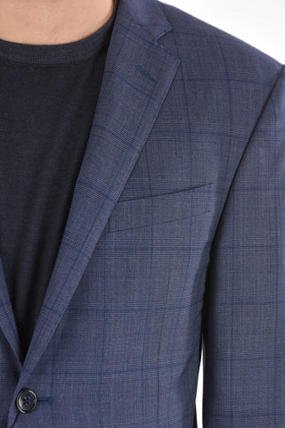 Virgin Wool Windowpane Checkered ACADEMY Suit with Notch Lapel