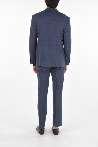 Virgin Wool Windowpane Checkered ACADEMY Suit with Notch Lapel