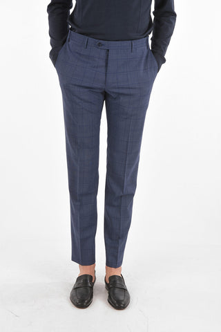 Virgin Wool Windowpane Checkered ACADEMY Suit with Notch Lapel
