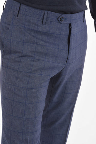 Virgin Wool Windowpane Checkered ACADEMY Suit with Notch Lapel