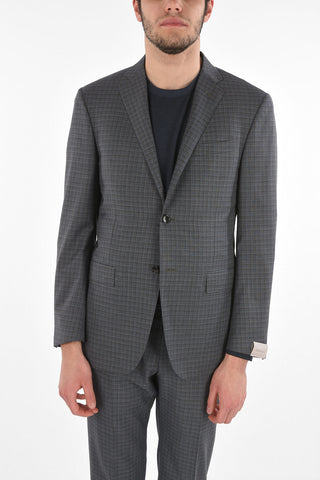 Gingham Motif ACADEMY Virgin Wool Suit