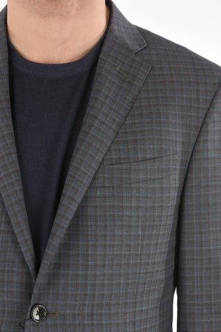 Gingham Motif ACADEMY Virgin Wool Suit