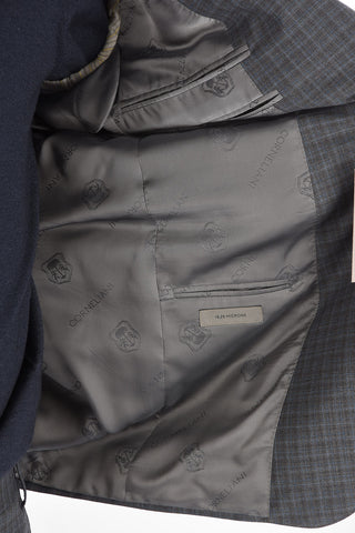 Gingham Motif ACADEMY Virgin Wool Suit
