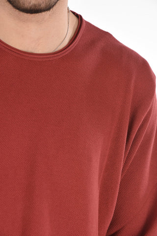 Crew Neck Hopsack Cotton Sweater