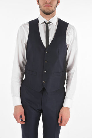 virgin wool and silk center vent peak lapel CERIM. ACADEMY 3 piece waistcoat suit