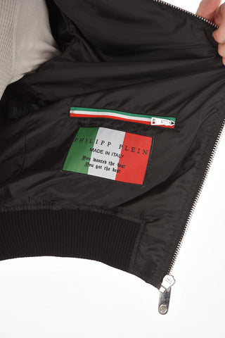HOMME Embroidered F**K Nylon Bomber Jacket with Patches