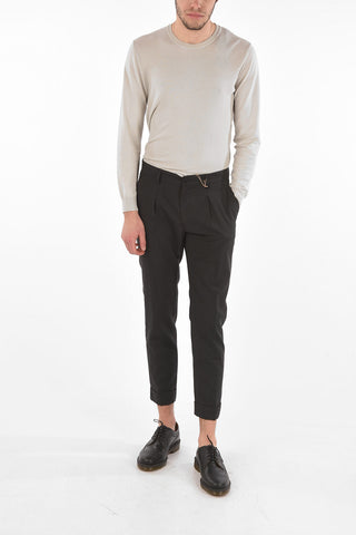 pantaloni in lana vergine a una pince