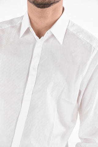 GOLD Camicia in Cotone Jacquard Logato
