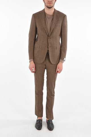 Virgin Wool Silk and Flax ACADEMY Suit with Notch Lapel