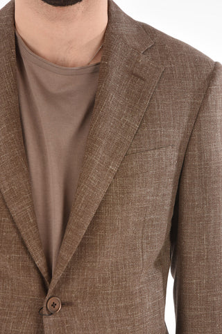 Virgin Wool Silk and Flax ACADEMY Suit with Notch Lapel