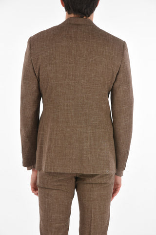 Virgin Wool Silk and Flax ACADEMY Suit with Notch Lapel