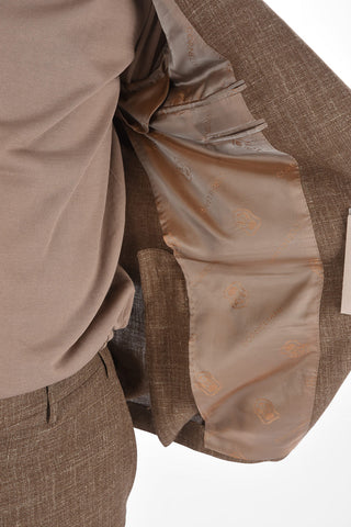 Virgin Wool Silk and Flax ACADEMY Suit with Notch Lapel