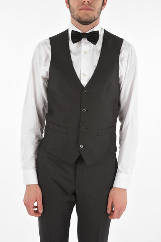 Virgin Wool CERIMONY ACADEMY 3-piece Suit with Peak Lapel