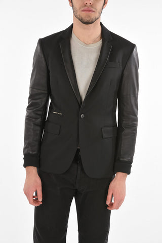 HOMME Leather Sleeve ELEGANT Blazer