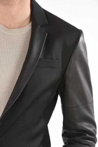 HOMME Leather Sleeve ELEGANT Blazer