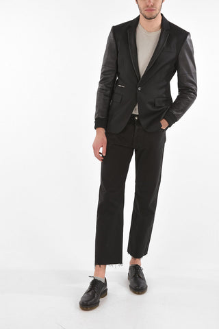 HOMME Leather Sleeve ELEGANT Blazer