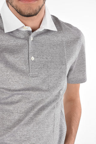 Popeline Collar Flax Blend Polo with Breast-pocket