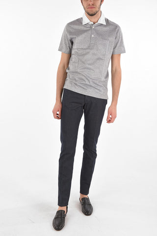 Popeline Collar Flax Blend Polo with Breast-pocket