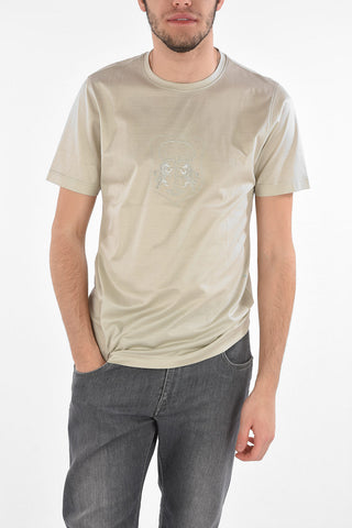 Crew Neck FILOSCOZIA Cotton T-Shirt with Embroidered Logo