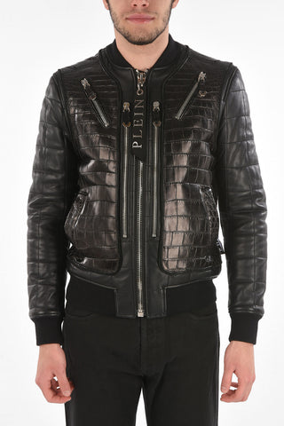 HOMME Bomber SKULL in Coccodrillo con Stampa